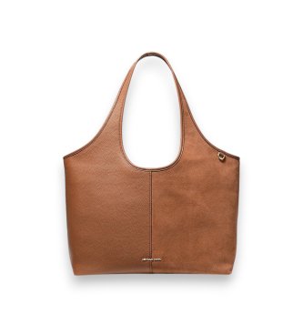 Bolso tote Henly grande de piel y ante marrón