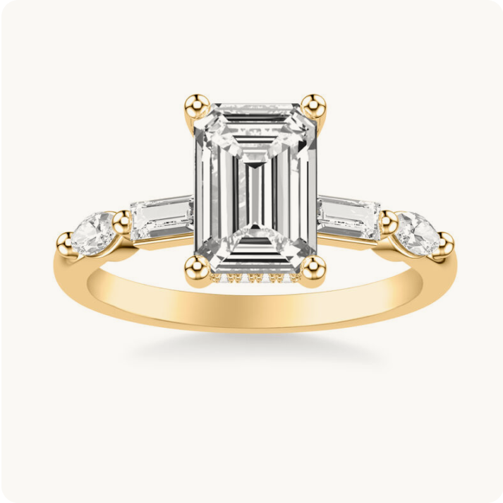 Morgan. ArtCarved Emerald-Cut Engagement Ring Setting in 14k Yellow Gold 7457487
