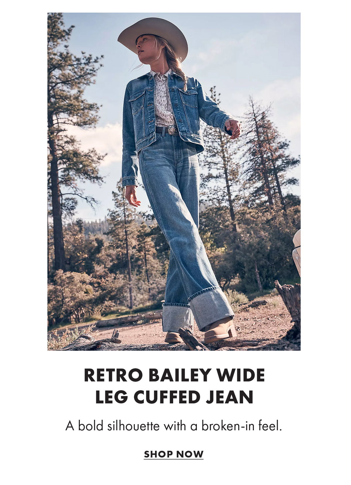 Retro Bailey Wide Leg Cuffed Jean - Shop Now