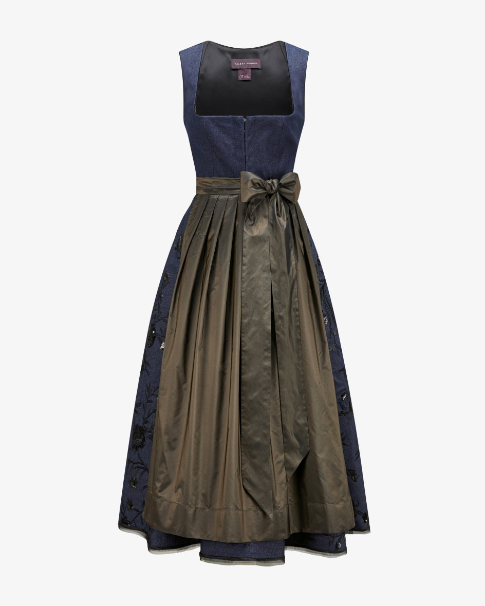 Jeans-Dirndl lang krinoline5 mit Schürze 
