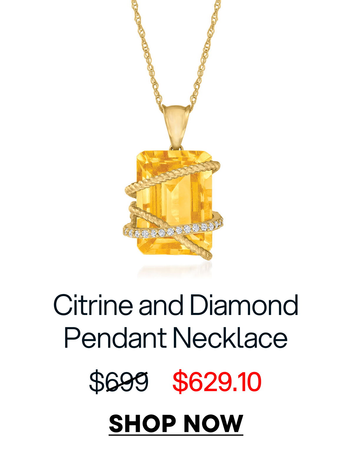 Citrine and Diamond Pendant Necklace