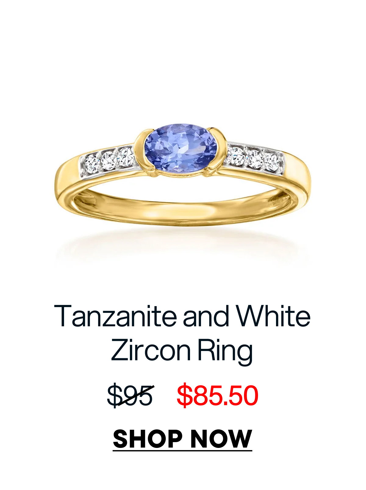 Tanzanite and White Zircon Ring