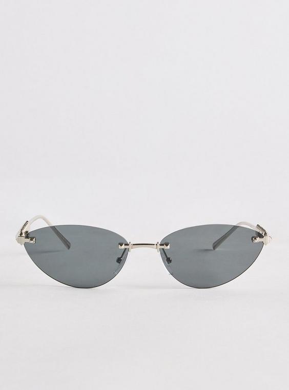 Rimless Stud Cat-Eye Sunglasses