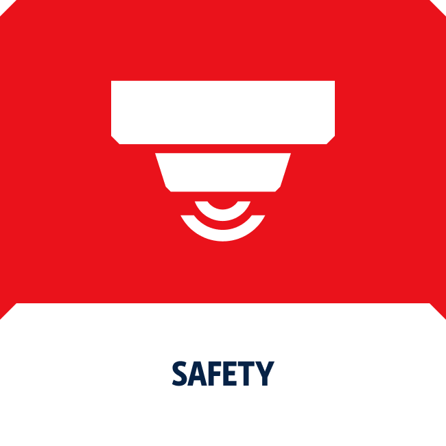 Icon image of an alarm. Shop safety