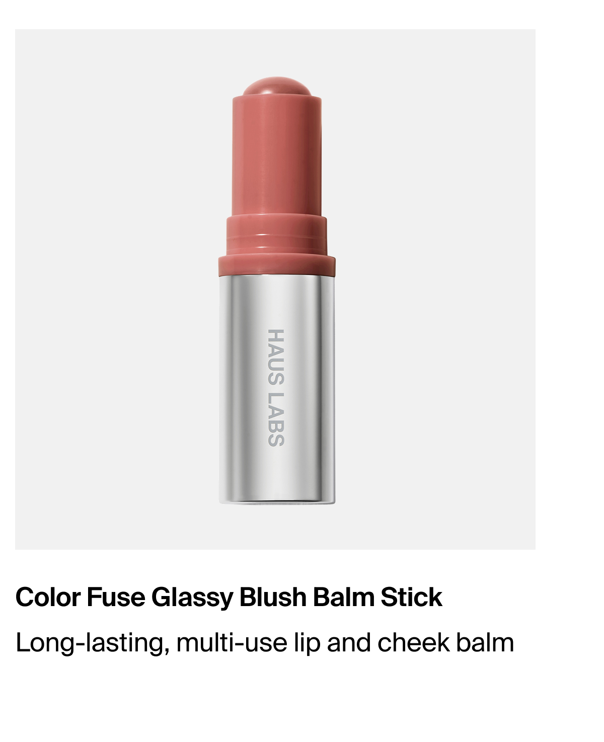 Color fuse glassy blush balm stick. long lasting, multi use lip and cheek balm