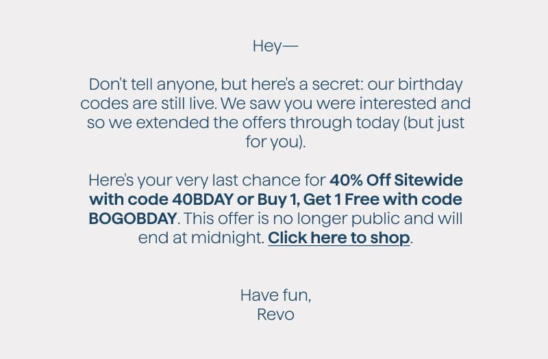 Revo Bday Sale - Just for You