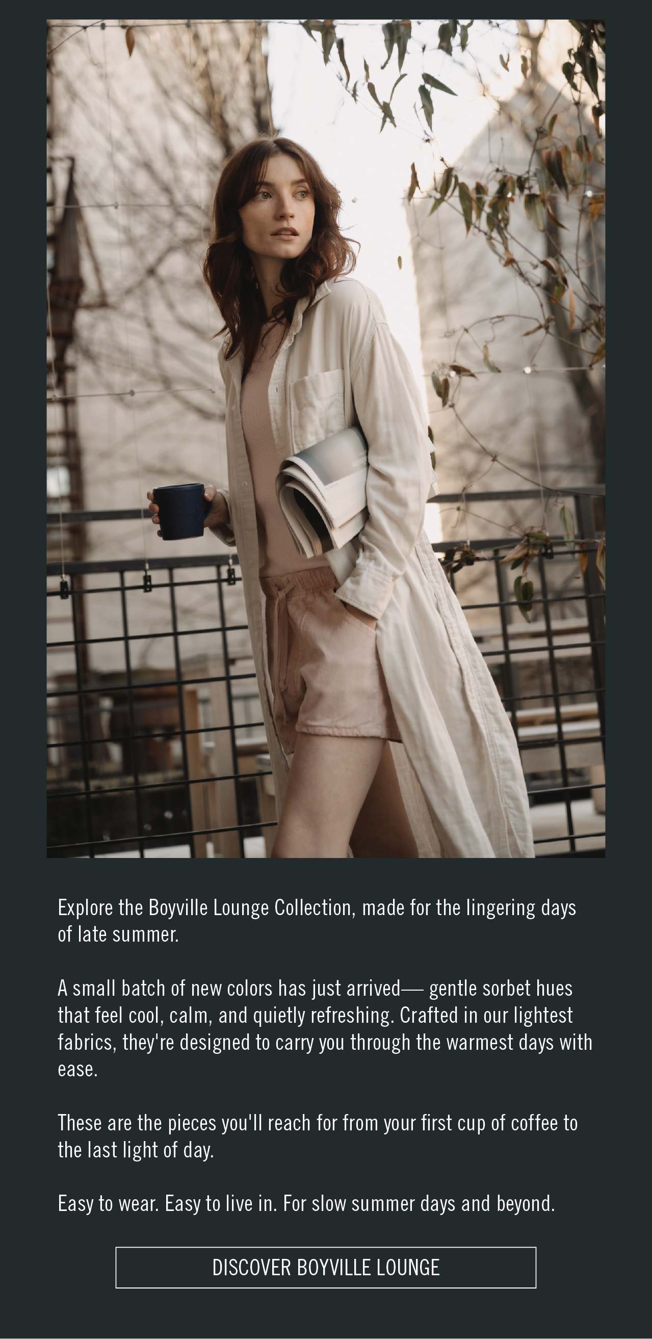 model wearing Boyville triple gazue dress , waffle tank, and supply short