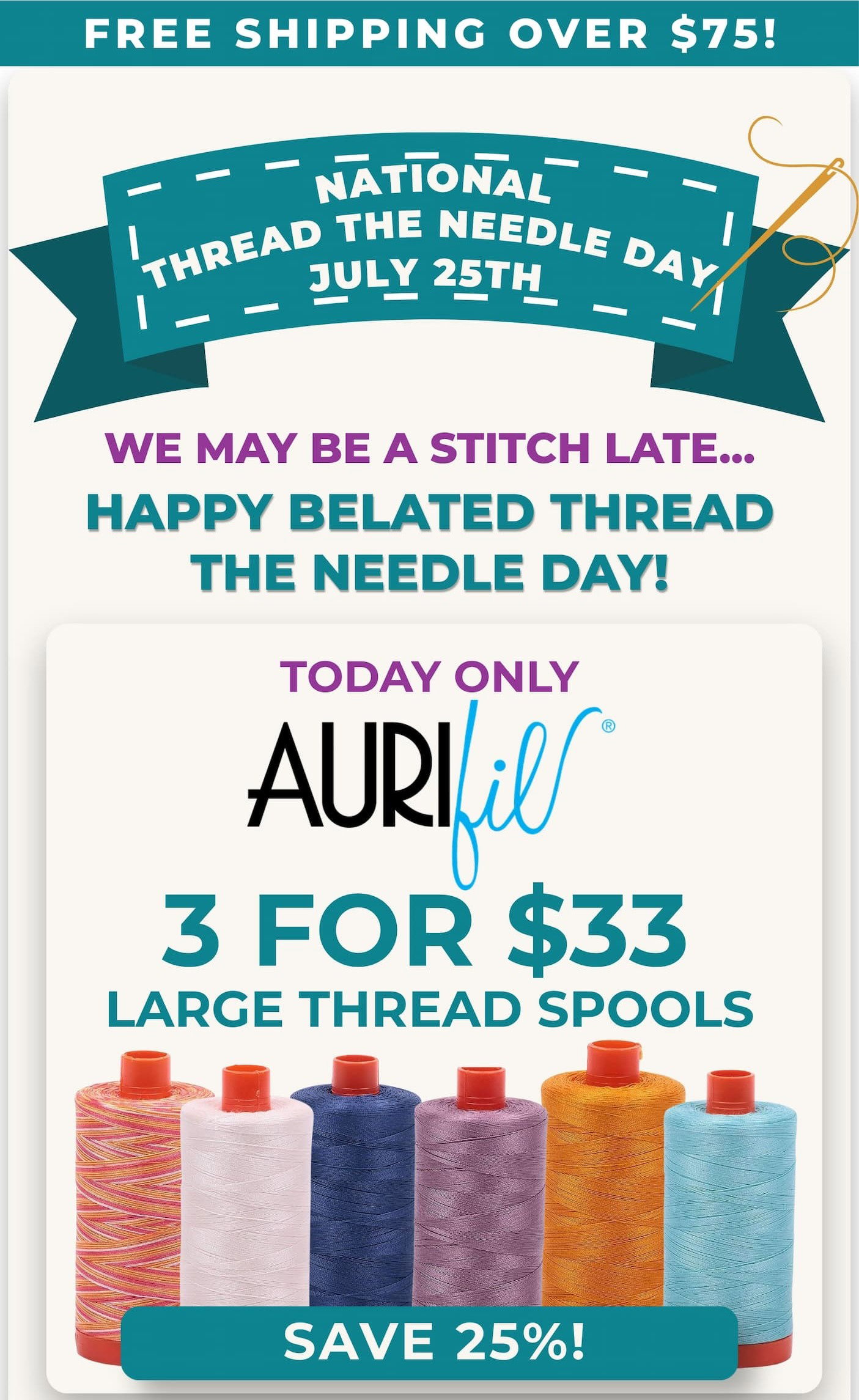 AURIFIL THREAD 3 FOR $33
