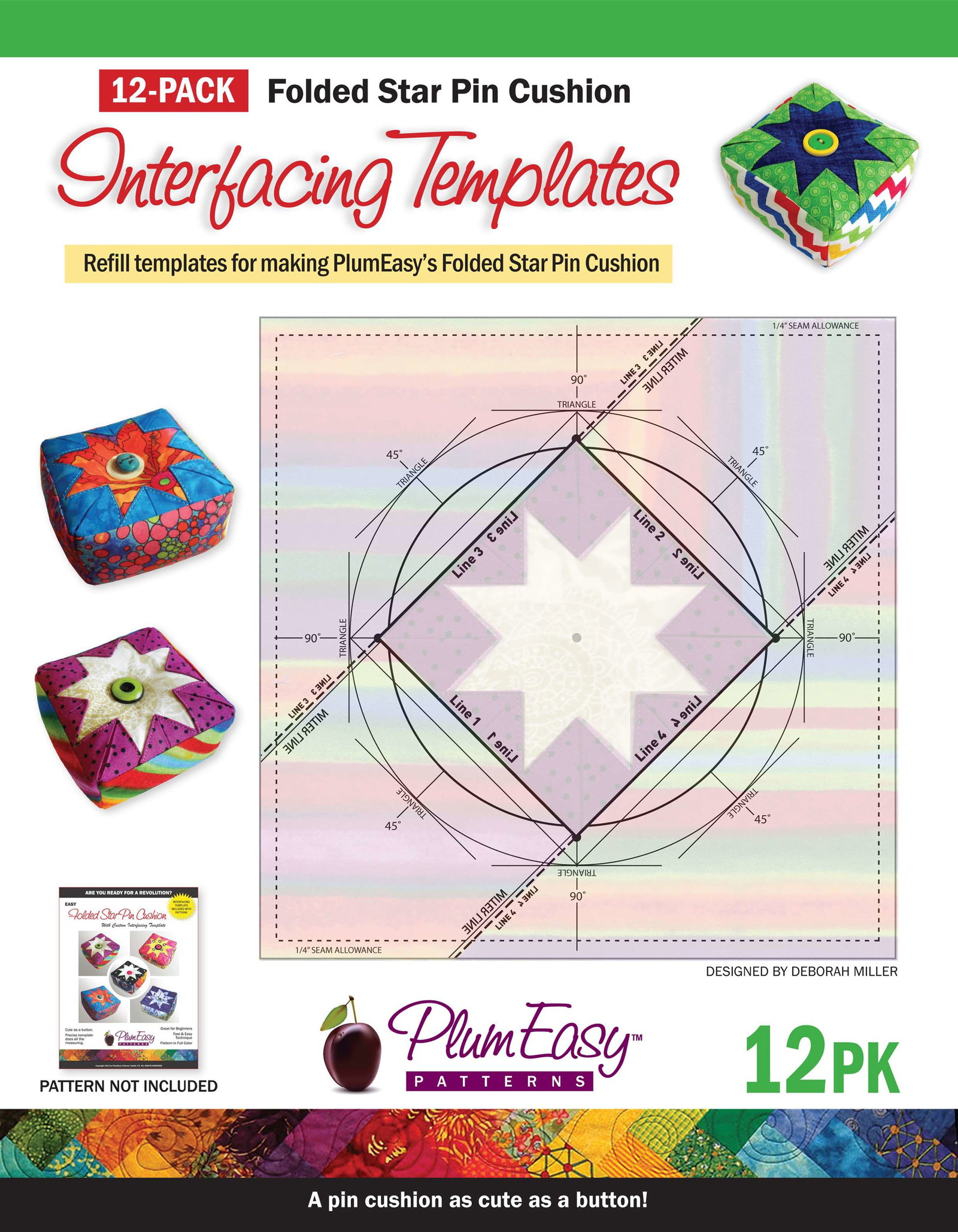 Image of Folded Star Pincushion Template 12-pack