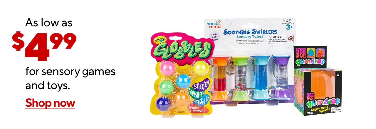 Sensory games and toys, starting at $4.99