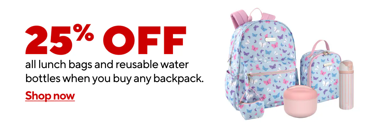 Buy Any Backpack, Get 25% off Lunch & Hydration