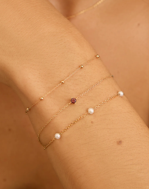 Gold Five Small Pearl Bracelet