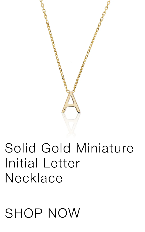Solid Gold Miniature Initial Letter Necklace