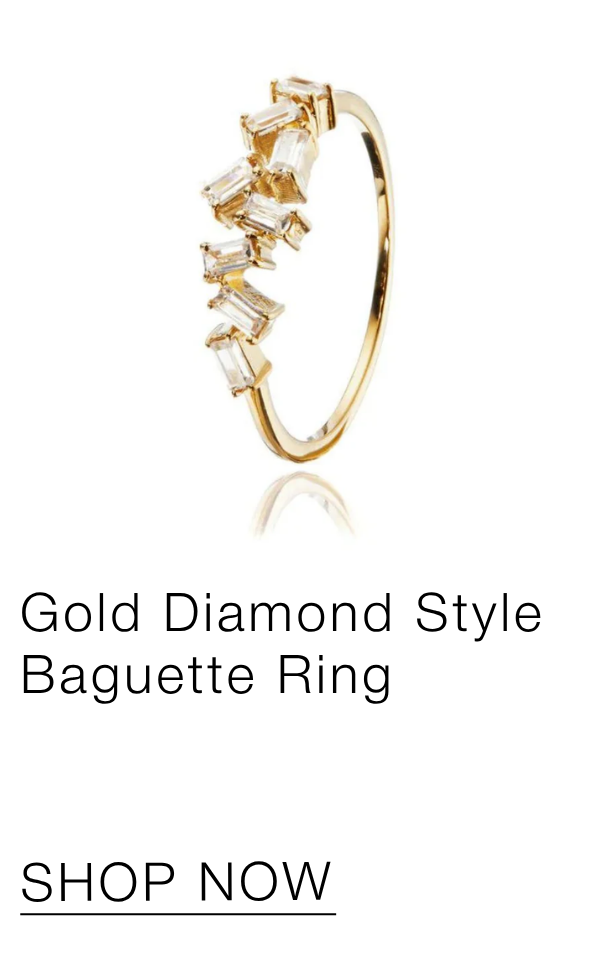 Gold Diamond Style Baguette Ring