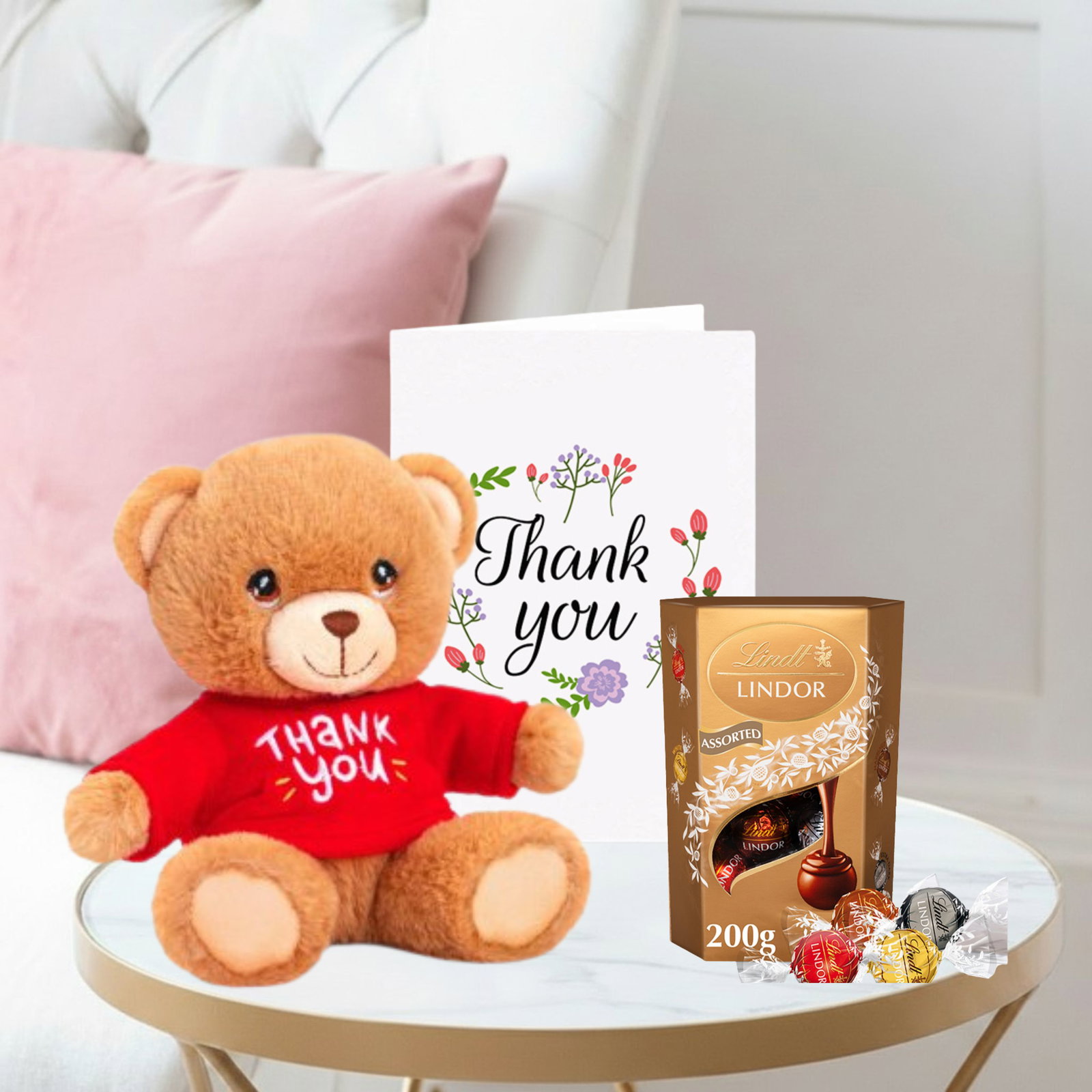 Image of Keels Thank You Bear (15cm), Lindor Truffles (200g) & Thank You Card