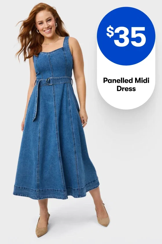 $35 Panelled Midi Dress