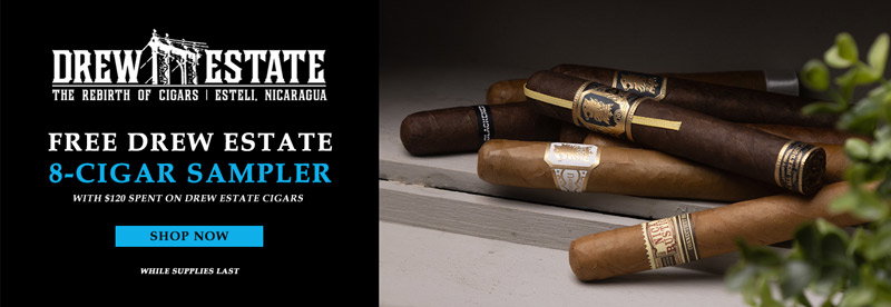 Free Drew Estate 8-Cigar Sampler with $120 Spent on Drew Estate Cigars
