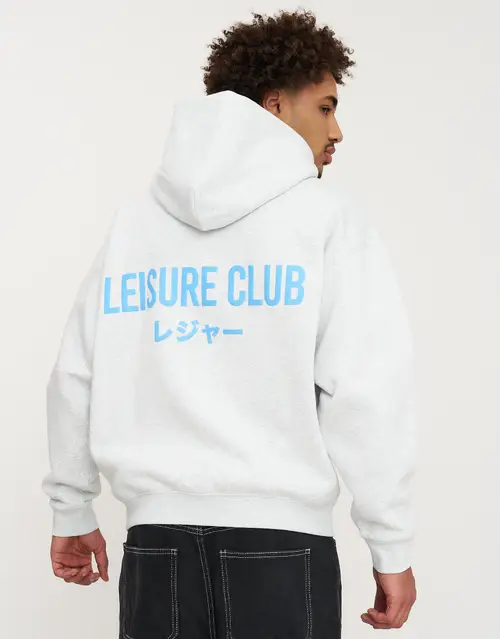 Leisure Club Puff Print Oversized Hoodie