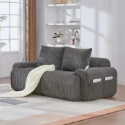 Modular 2 Seater Corduroy Sofa Family Room Dark Grey