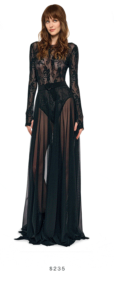 LONG SLEEVE CREW FLARED GOWN