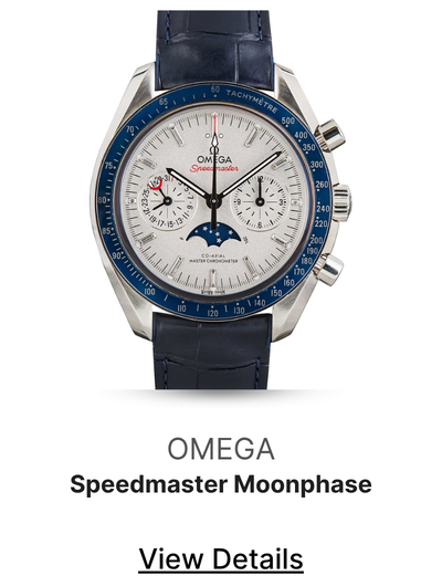 Omega Speedmaster Moonphase Platinum on Leather Strap