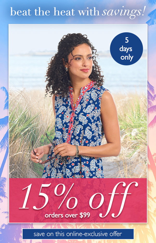 An image promoting 15% off storewide at Northstyle during the 5-day summer savings event!