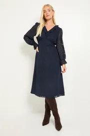 Petite Burn Out Ruffle Midi Dress