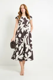 Floral Ottoman Fit & Flare Midi Dress