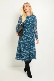 Petite Mesh Seam Detail Midi Dress