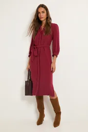 Button Through Belted Shirt Dress