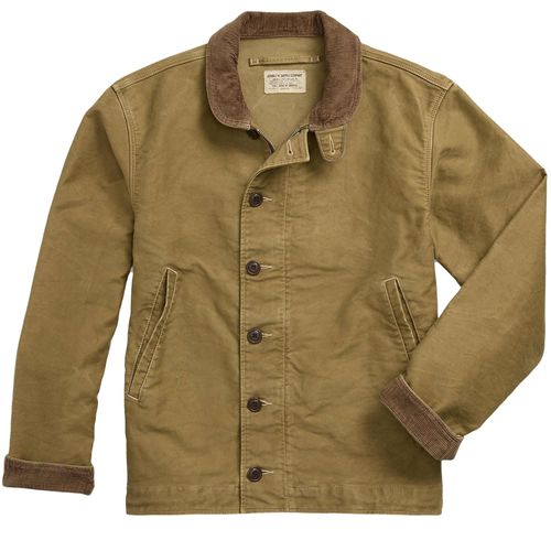 RRL by Ralph Lauren Corduroy-Collar Cotton Deck Jacket - Khaki Drab
