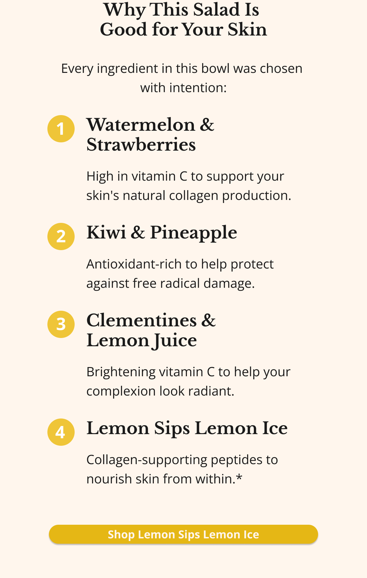 why this salad is good for your skin every ingredient in this bowl was chosen with intention: ship lemon sips lemon ice