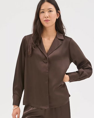 Preview long sleeve satin shirt
