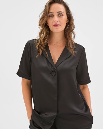 Preview short sleeve satin shirt