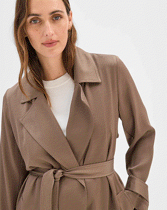 Satin drape trench coat