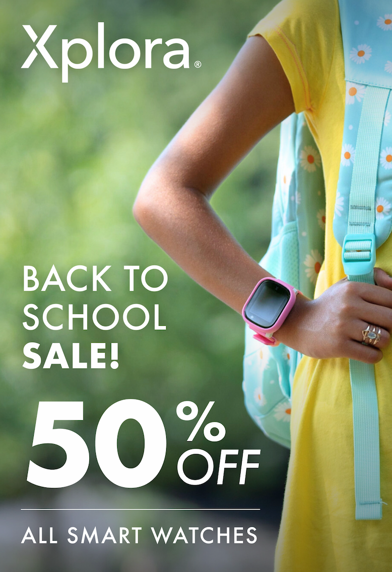 Xplora. Back to school sale! 50 percent off all smart watches.