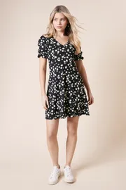 Daisy V Neck Short Sleeve Mini Jersey Dress