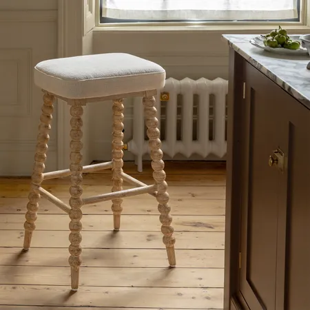 Bobbin Natural Linen Bar Stool