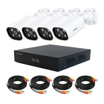 SriHome NVS007-AHD006 4CH Coaxial XVR DVR Security Camera System 2MP Outdoor Night Vision Motion IP66 Waterproof Remote Monitoring Surveillance Camera Kit