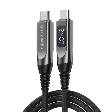 BlitzWolf® BW-TC25 240W Digital Display Type-C to Type-C Cable PD3.1 Fast Charging Data Transmission Tinned Copper Core Line 1.2M Long for iPhone 17 17Pro Max 16 15 for Huawei Mate XTs for SAMSUNG