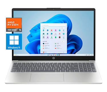Ordenador portátil HP Laptop 15-fc1010nsx, AMD Ryzen 5-7520U, 16GB RAM, 512GB SSD, AMD Radeon 610M, Windows 11 Home, 15.6
