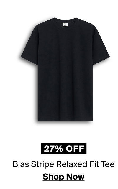 Black Bias Stripe Relaxed Fit Tee 