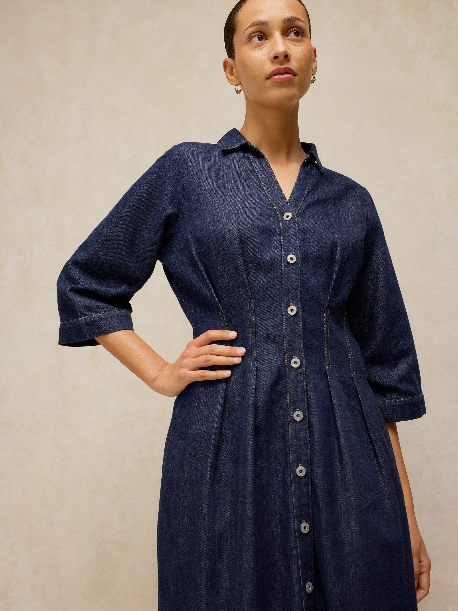 Shop Luna Denim Pleat Dress