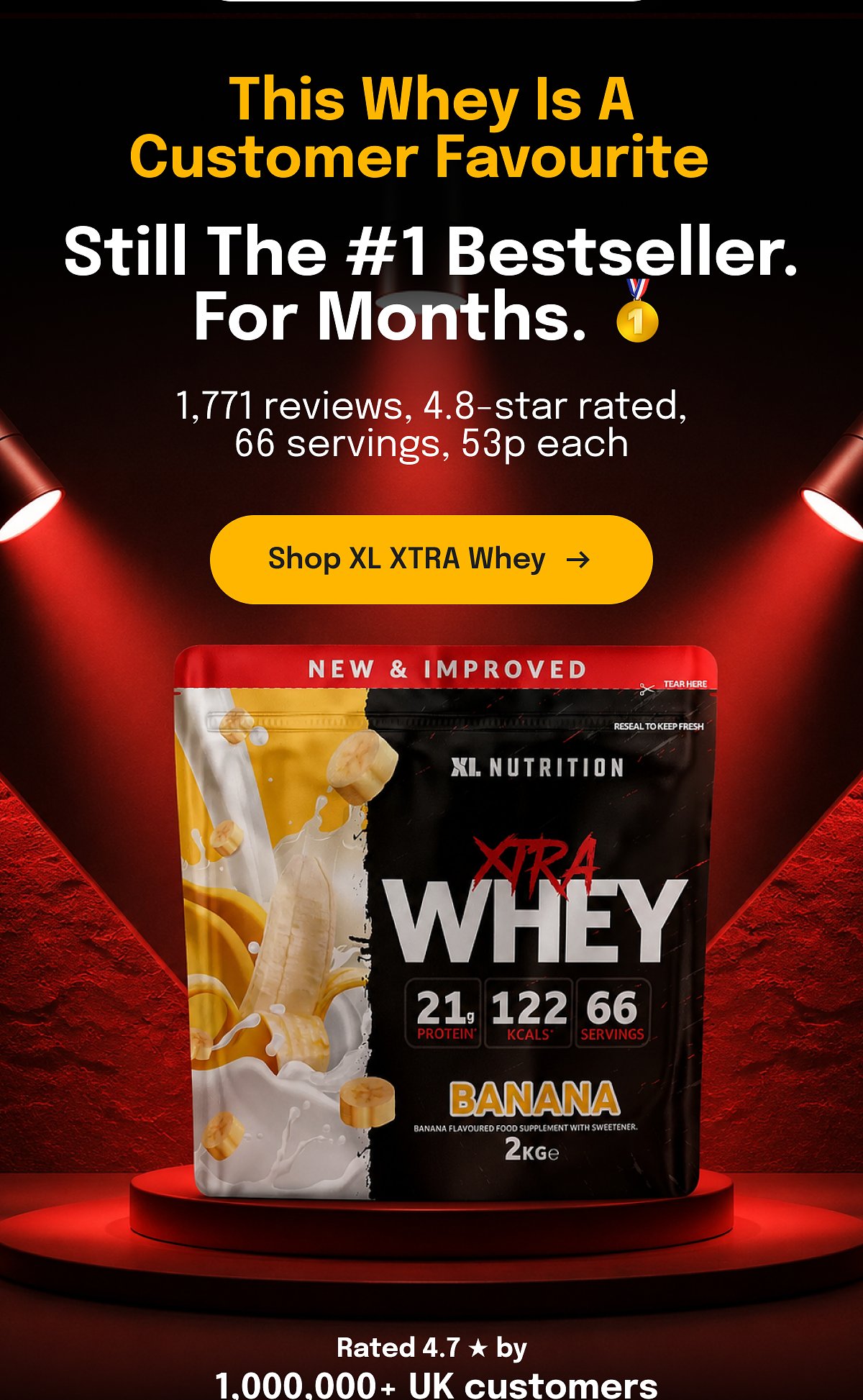 This Whey Is A Customer Favourite Still The #1 Bestseller. 1,771 reviews, 4.8-star rated, 66 servings, 53p each Shop xl xtra Whey Rated 4.7 by…