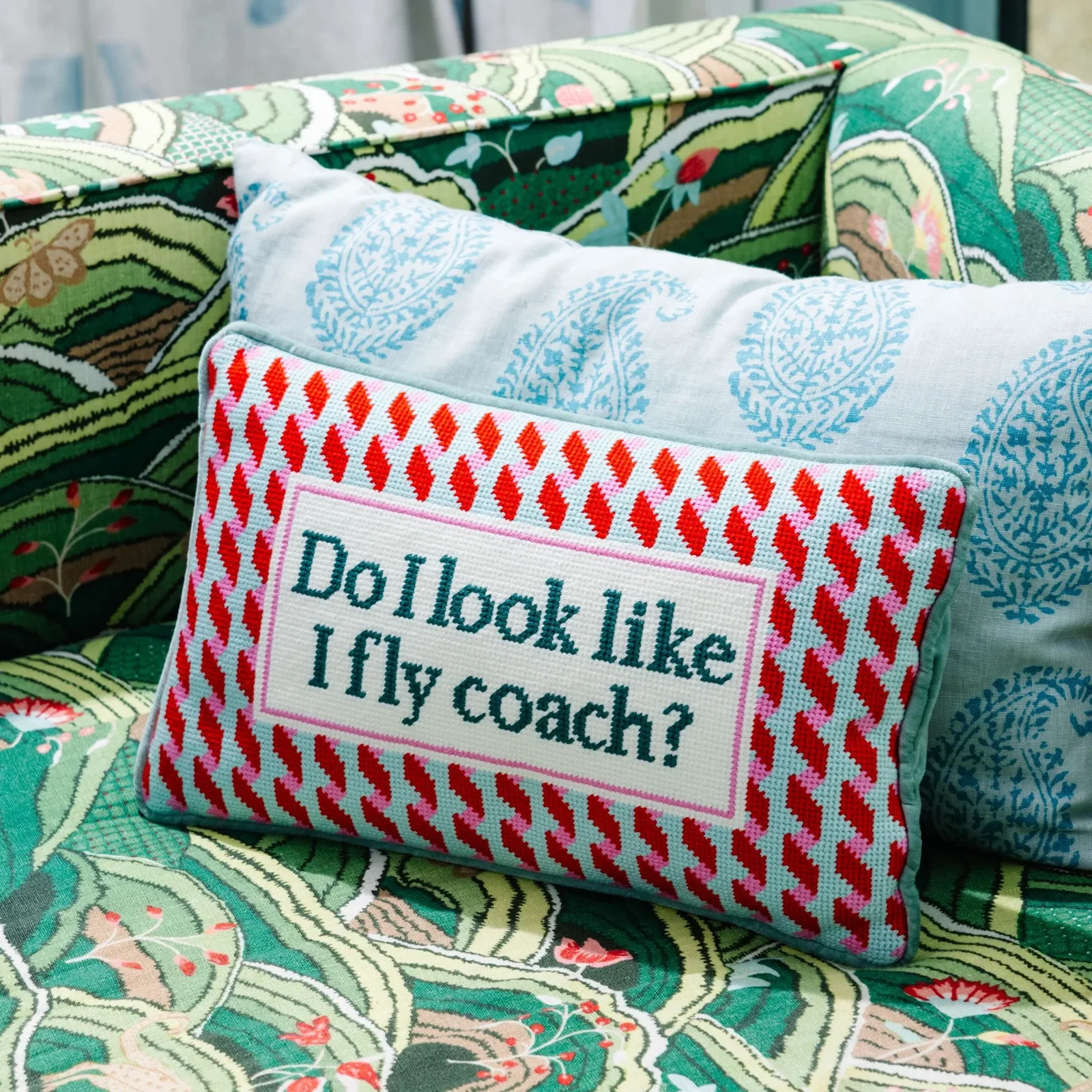 Image of Fly Coach Needlepoint Pillow