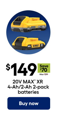 $149 Save $70 was $219 20V MAX XR 4-Ah/2-Ah 2-pack batteries