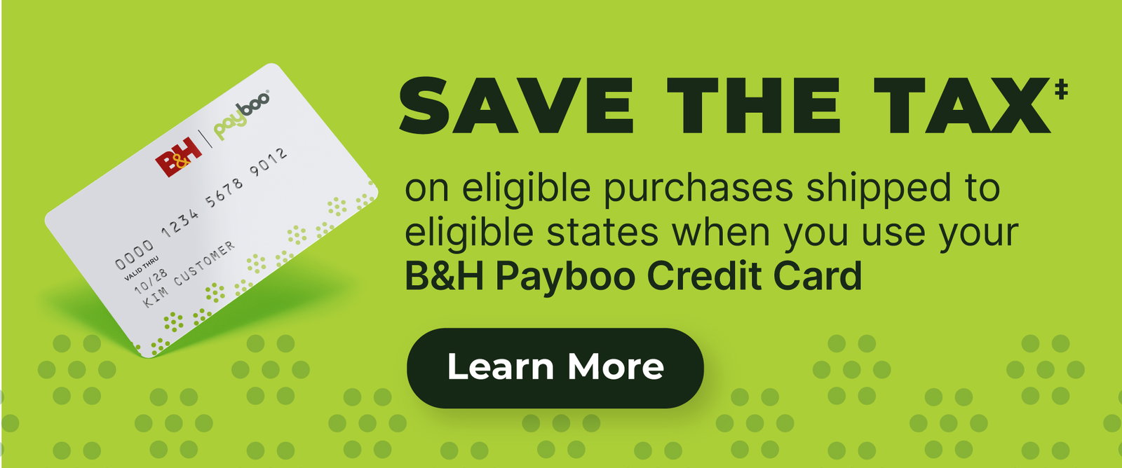 Exclusive benefits when you use the Payboo Credit Card | Save the Tax | You pay the tax, we pay you back instantly on eligible order shipped to eligible states