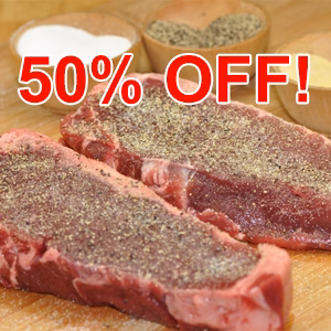 Image of Grass-fed Beef - New York Strip Steaks - approx. 12 oz pack of 2 steaks (minimum of 4 packs)