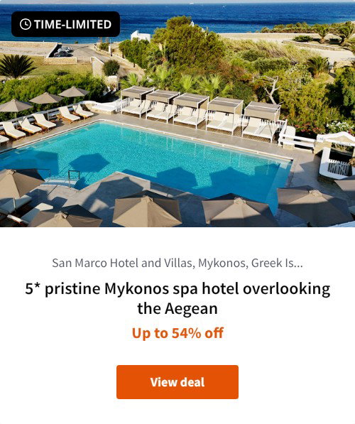 5* pristine Mykonos spa hotel overlooking the Aegean