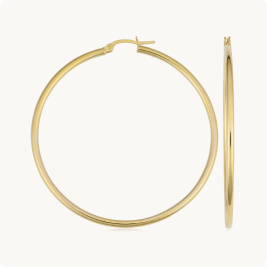 Hoop Earrings 2x50mm in 14k Yellow Gold